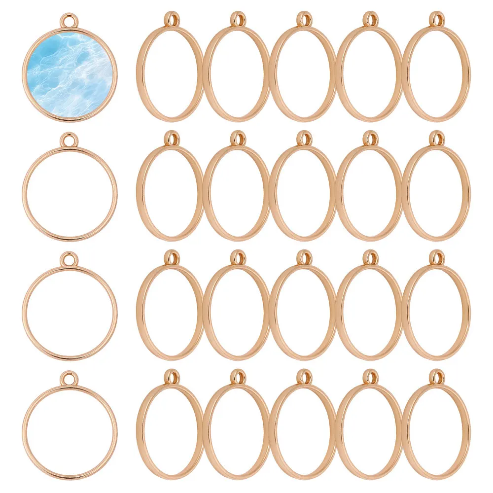 Round Open Back Bezel Pendants Hollow Pendant for Resin Blank Hollow Pendant Round Shape Frame Charms for Earrings Bracelets