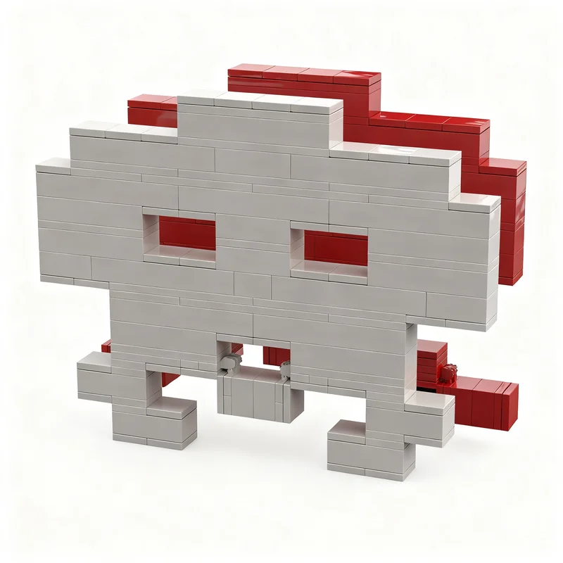 220pcs MOC Games 3D pixelated Space Invaders 