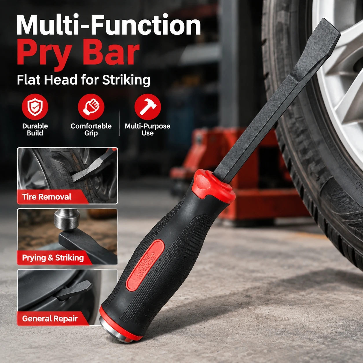 Heavy Duty Tire Pry Bar Alloy Steel for Car SUV Light Truck Wheel Service Flat Tip Tire Lever Tool Professional Grade