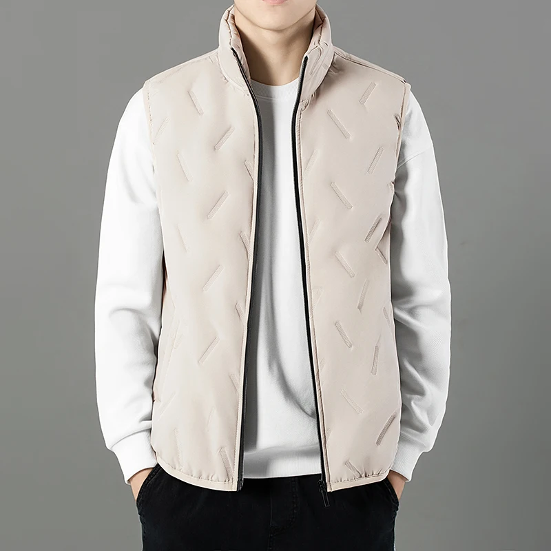 

Windproof Large Size Jacket Solid Color Casual Coat 5XL 2023 Winter Men's Warm Jacket Rectangular Embossed Fashion Vest Fleece