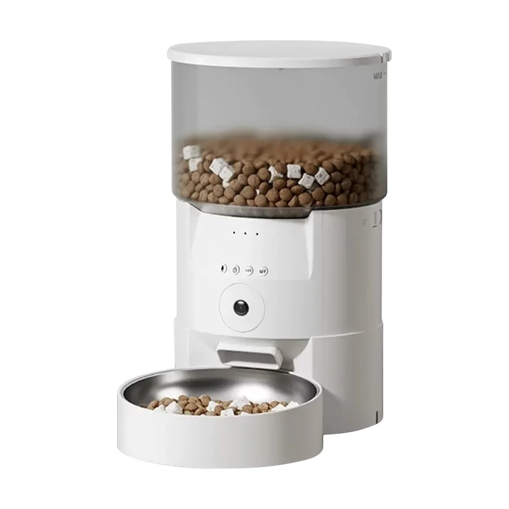Smart pet feeder, automatic pet feeder, timed video recording, food-grade plastic automatic dog food feeder