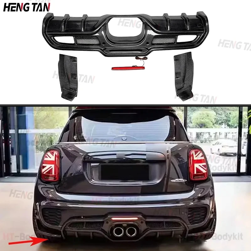 Carbon Fiber Car Rear Bumper Lip Diffuser Spoiler Parts For BMW Mini Cooper F55 F56 F57 JCW Giomic Style Upgrade Body kit