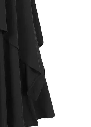 

Women Black Irregular Skirt Midi Elastic Waist Pleated A Line Vintage Clothing 2026 New Summer Casual Fashion Ladies Wear