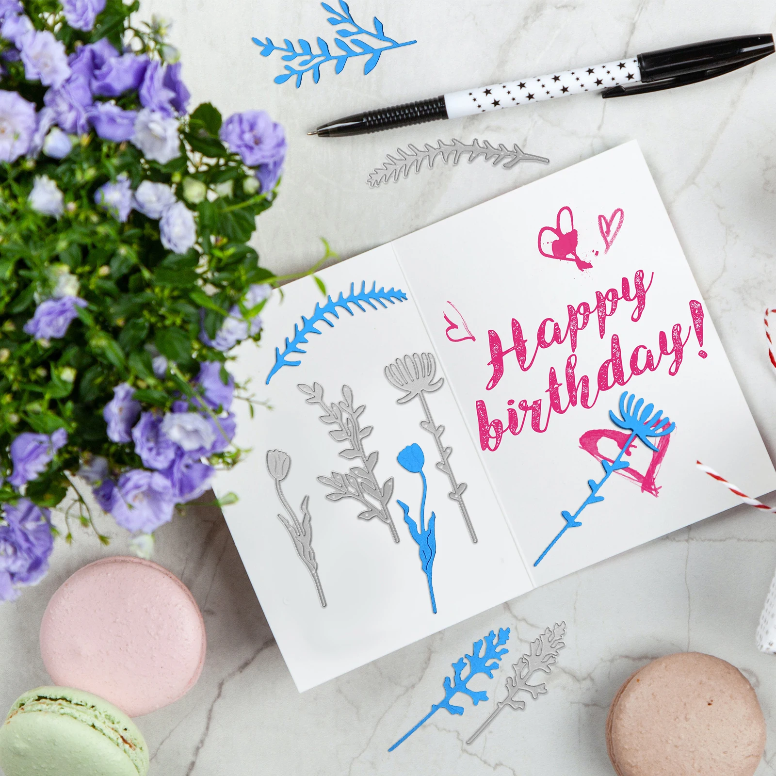 

5 Styles Wildflower Cutting Dies Carbon Steel DIY Craft Tool Decorative Paper Stencil Scrapbook Album Cards Gifts Storage