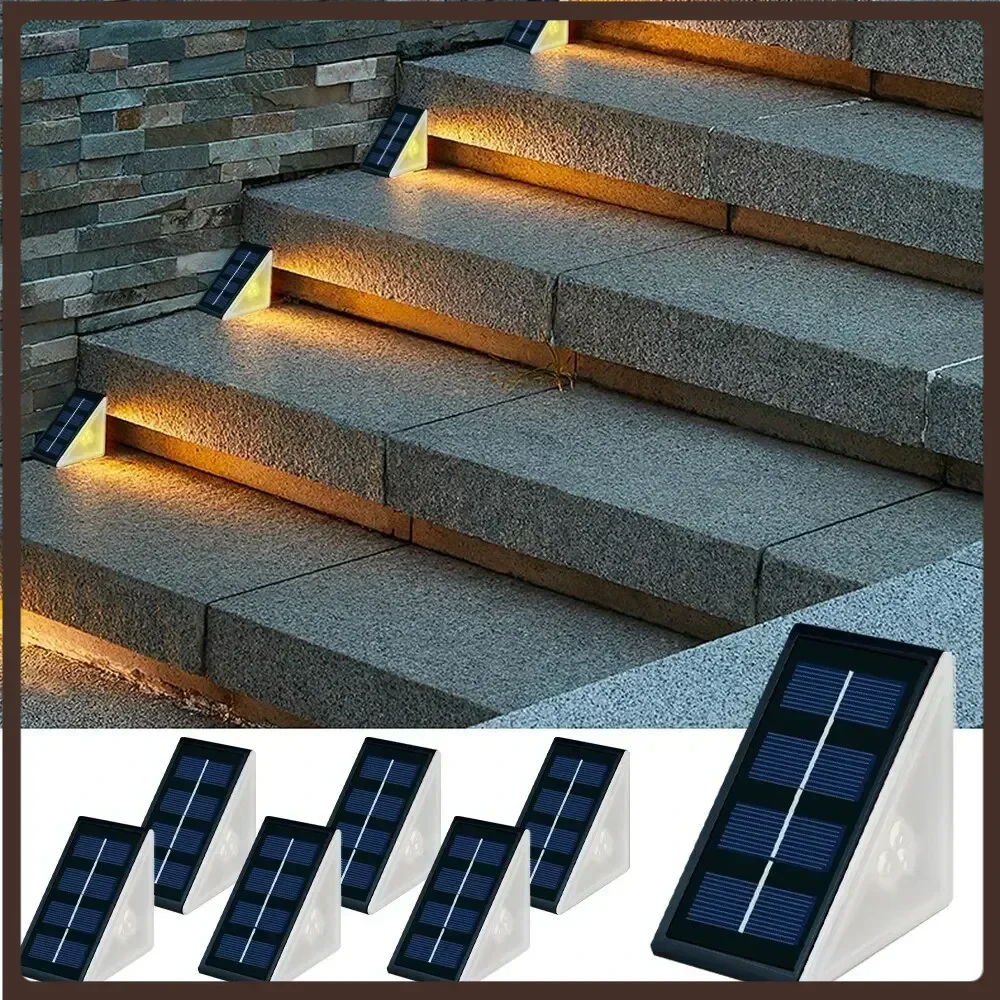 2 pçs luzes solares da escada luz solar passo ao ar livre anti-roubo à prova dip67 água ip67 decoração para jardim escada deck frente varanda e pátio