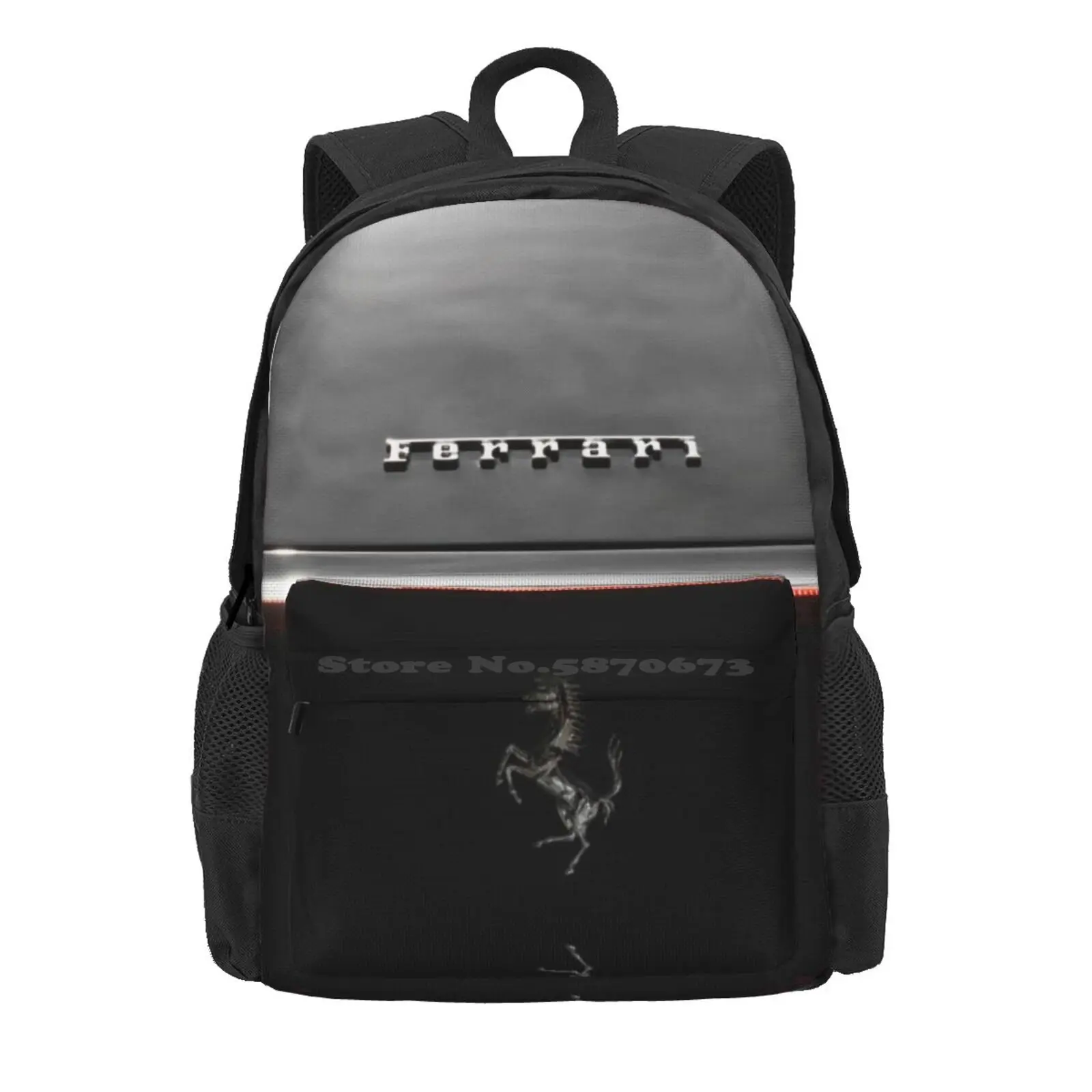 Black Beauty Hot Sale Schoolbag Backpack Fashion Bags Scuderia Supercar Cars Motoring Motorsport Automobile Racing Black