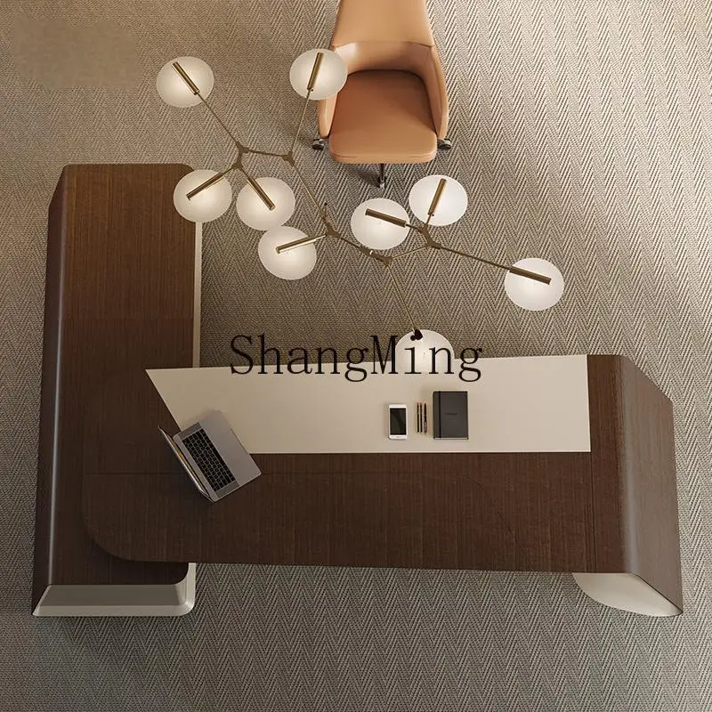 SM Modern President General Manager Chairperson Light Luxury Solid Wood Office Desk and Chair Combination