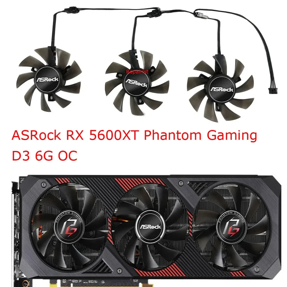 

3Pcs/Set,GPU VGA Cards Cooling Fan,GA81S2U,For ASRock RX 5700XT Challenger Pro 8G OC,RX5600XT Phantom Gaming 6G,ASRock VII 16GB