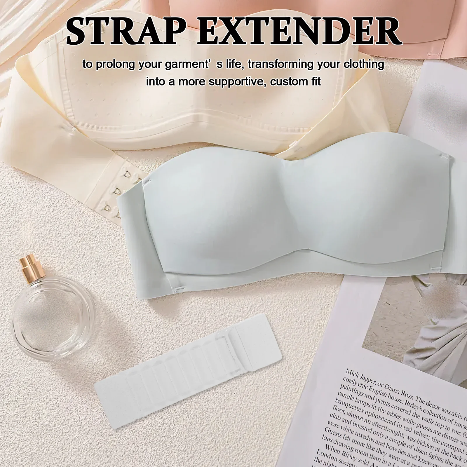 Extensor de 6 uds: hebilla de banda de sujetador blanca ajustable de 8 agujeros para mujer, extensión de correa, traje de baño, sujetador con espalda cruzada, sujetador con Clip