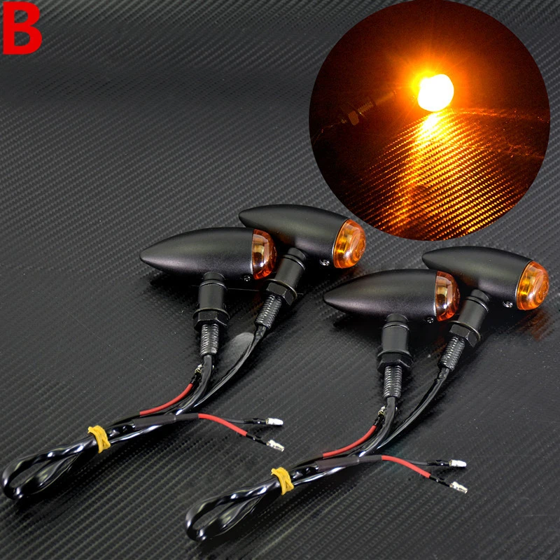 ل هارلي سبورتستر بوبر مروحية صغيرة 4 قطعة EM رصاصة العالمي للدراجات النارية بدوره إشارات مؤشر ضوء العنبر الدخان موتو