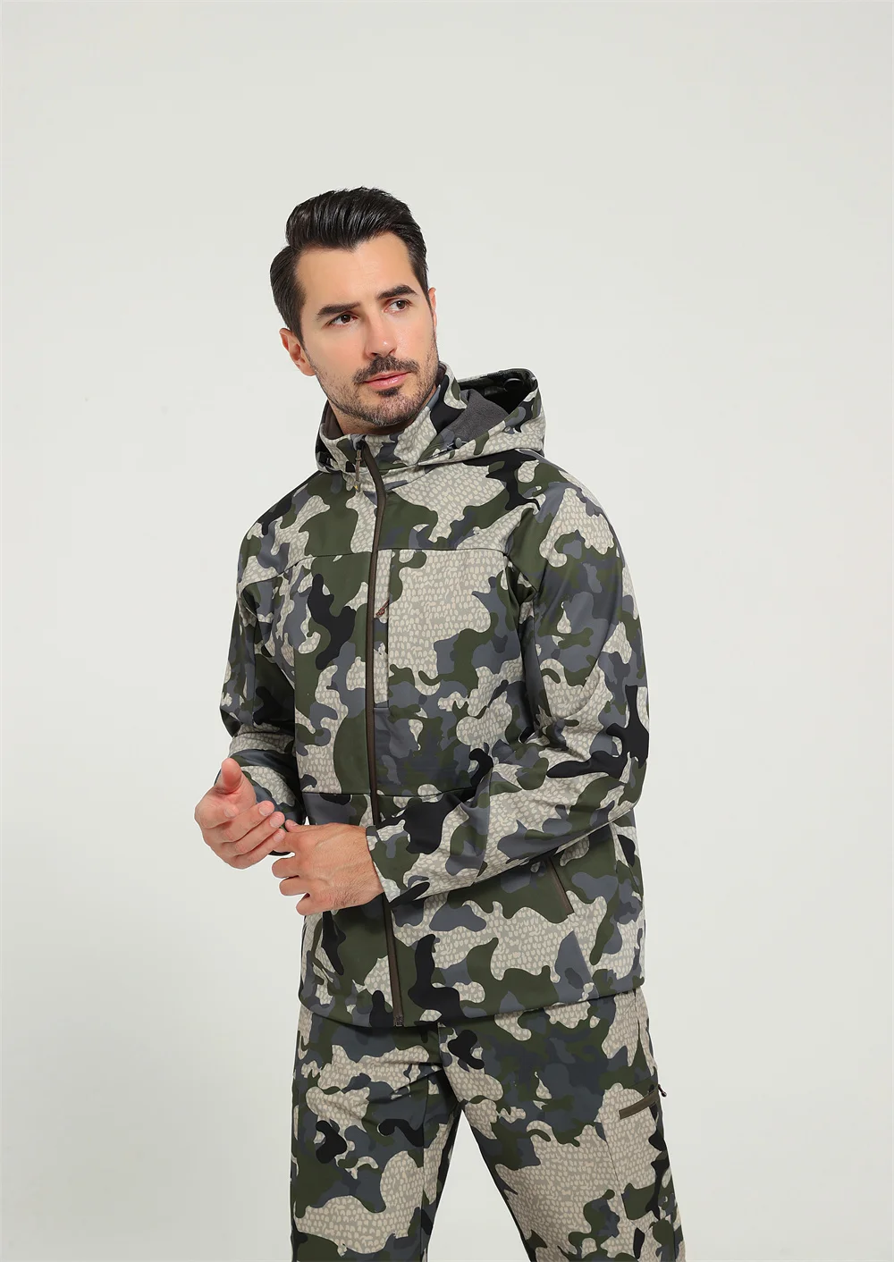 Ainfad Herren Jetstream 3-in-1 Fleece Leichte Jagdjacke Atmungsaktiv Winddicht Wasserdicht Outdoor Freizeitmantel – Detail 3