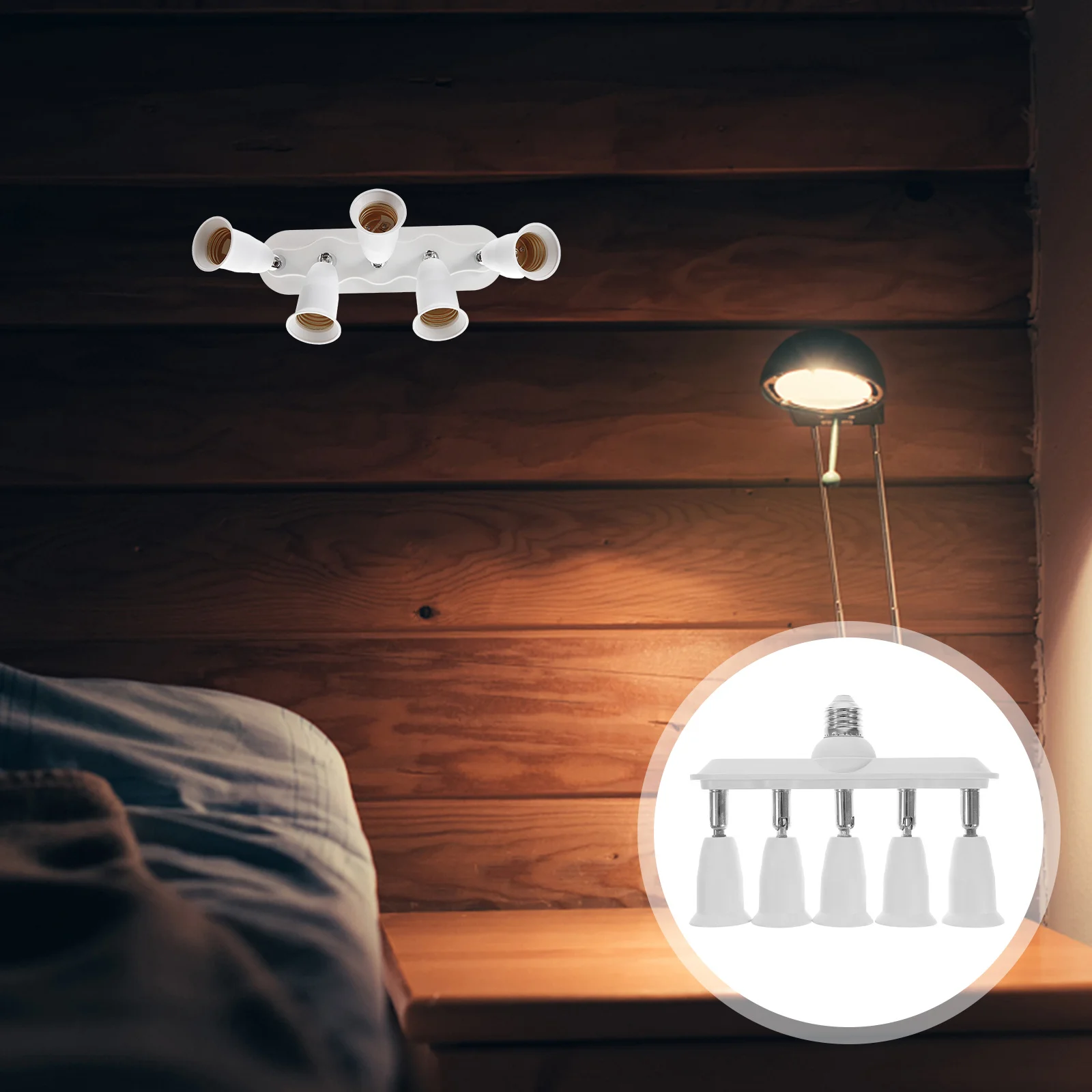 

Light Socket Splitter 5 Heads E27 Base Rotatable Lamp Holder Converter Fireproof Pbt Copper Contact Socket Extender For