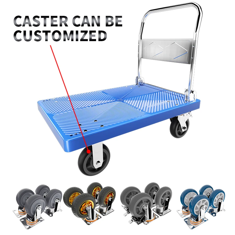 Hot Sale Foldable Platform Trolley 550kg Plastic Platform Hand Truck Handle Folding Dolly Four Wheel Push Cart NEW