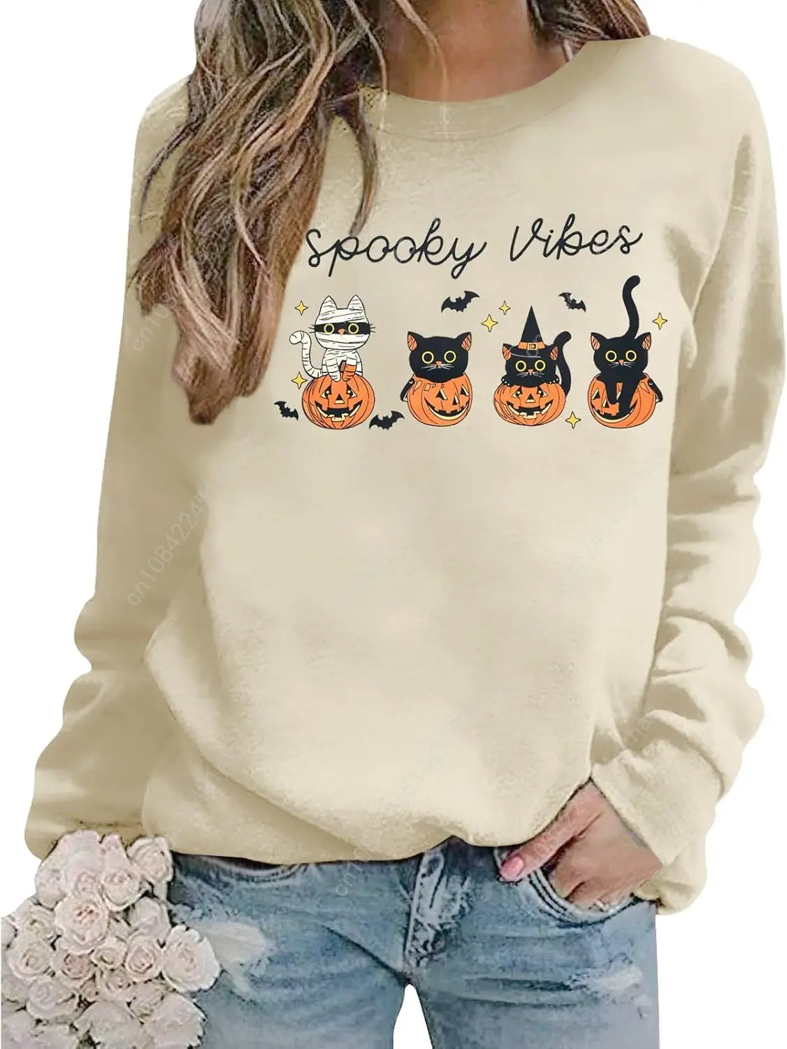 Halloween Sweatshirts for Women Hocus Pocus Graphic Sweatshirt Halloween Long Sleeve Shirts