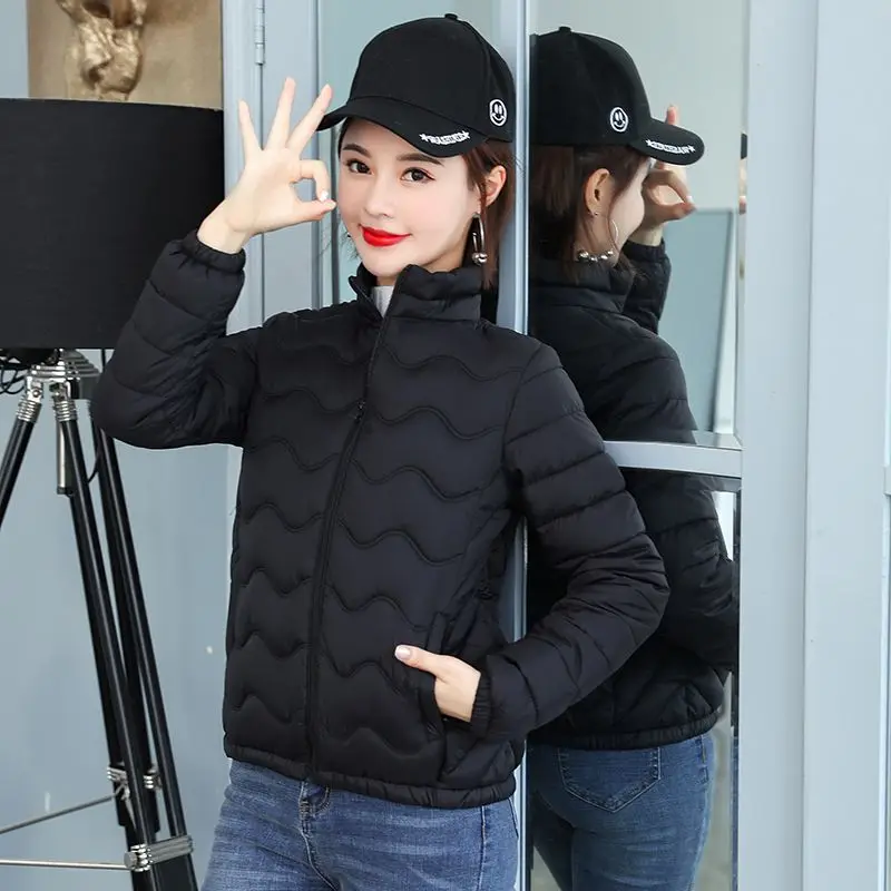 Herbst Winter Neue Mode Stehen Kragen Langarm Solide Parkas frauen Kleidung Koreanische Warme Alle-spiel Einfachheit Trend chic Top