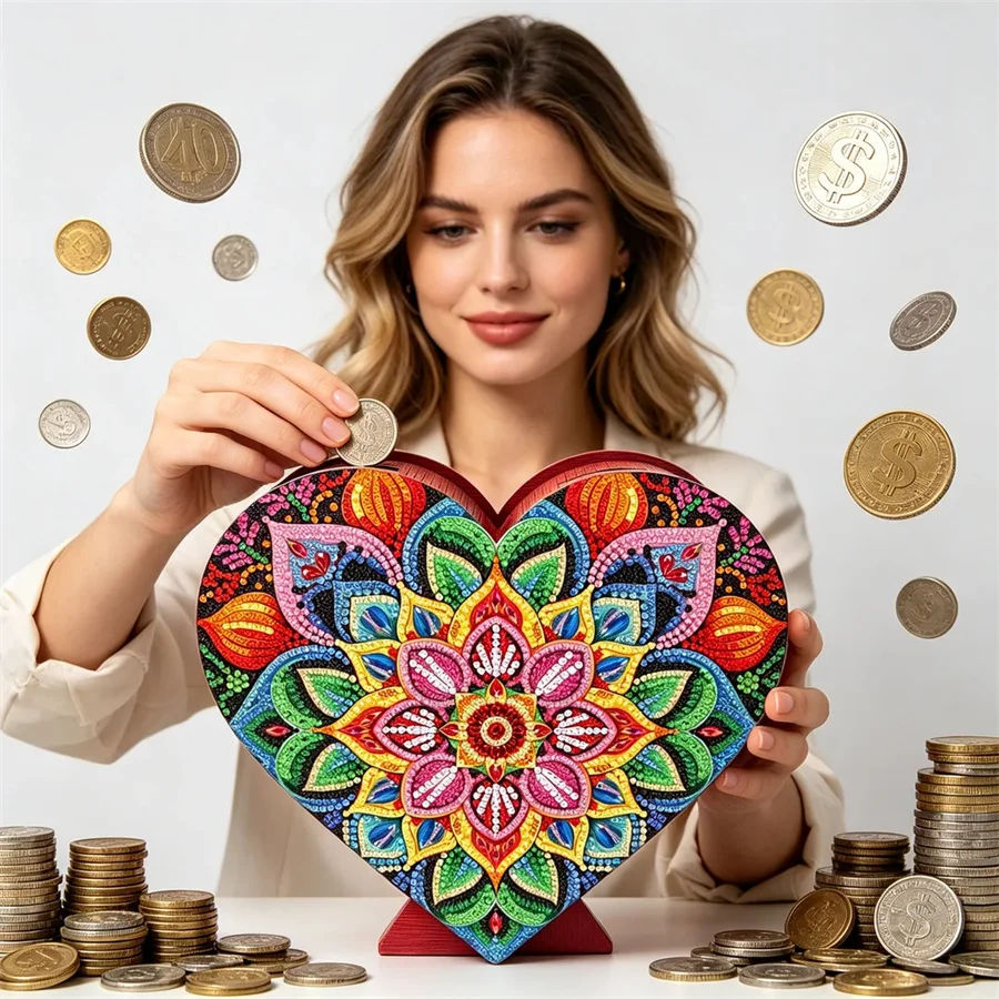 Flower saving pot Coin bill money box Diamond Painting Kits for Adults gift DIY Crystal Rhinestone Art Craft Decor Supplies