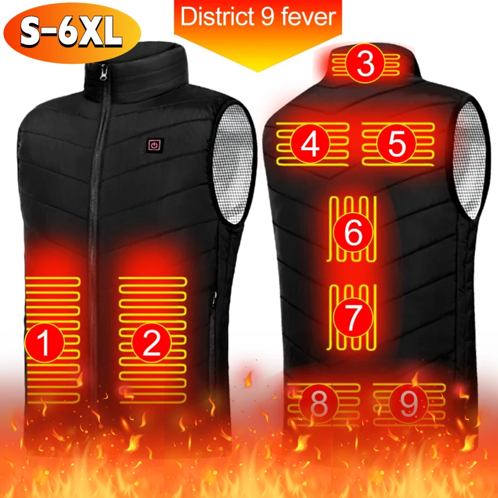 

9 Areas Heated Vest for Men Women Heated Jacket Body Warmer Self Heating Vest Insulating Vest Electric Heating Vest For Camping