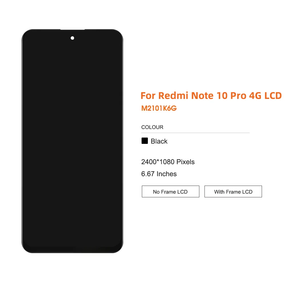 6.67 inches AMOLED For Xiaomi Redmi Note 10 Pro LCD Touch Screen Digitizer For Redmi Note10 Pro M2101K6G M2101K6R Display