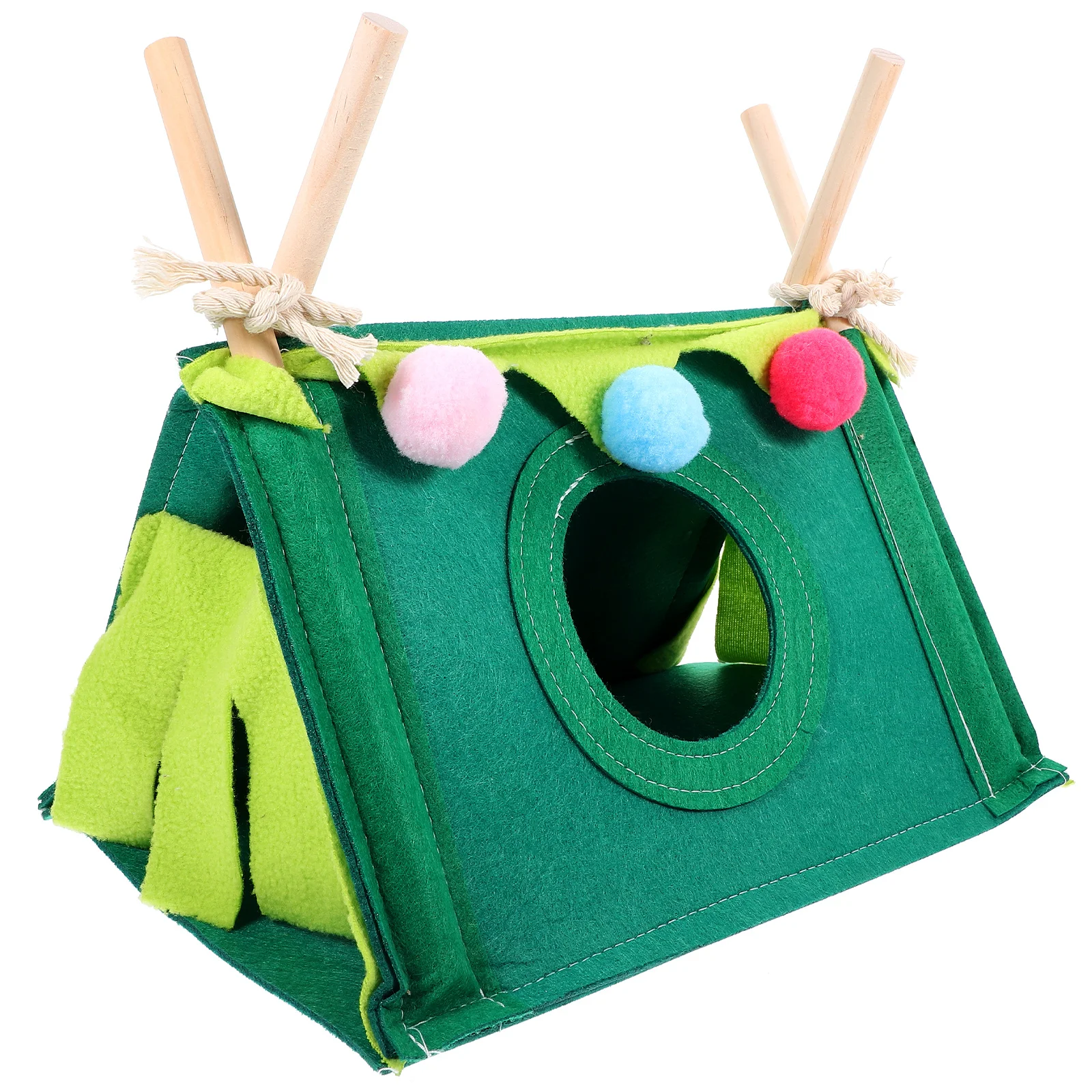 

Small Pet Hideout Guinea Pig House Hamster Tent Wooden Stick Toy Cage Hooded Area Washable Felt Safe Environment Nest Winter