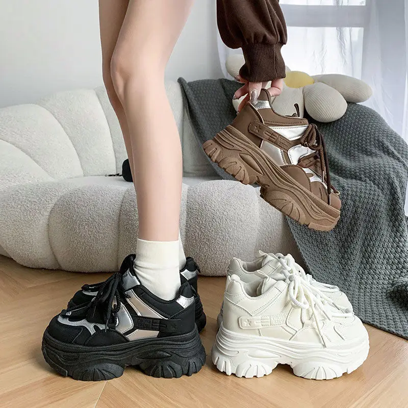 

SHANPA Traditional Chunky Shoes Women Three Colour Options Thick Sole Womens Sneakers Lightweight Wear Resistant Casual Shoes