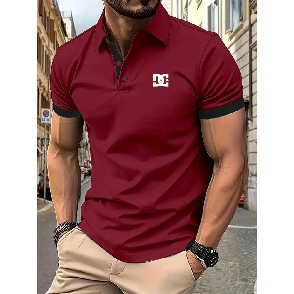 DC Men Breathable T-Shirt Business Leisure POLO Shirt Summer New Fashion Short Sleeve Clothes Solid Color Comfortable Pullovers