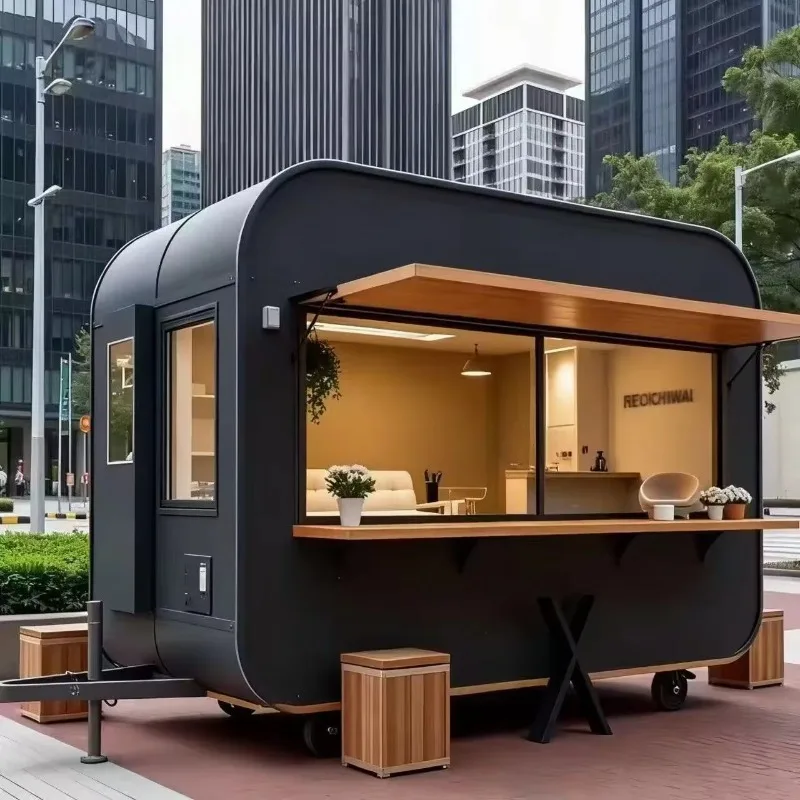 Towable Food Trailer Fully Equipped Mobile Food Truck  Mobile Catering Coffee Bar Trailer Support Customized