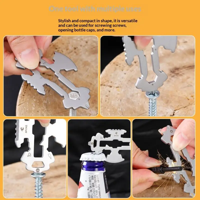 Carabiner Keychain Multi Tool Card Stainless Steel for Men  Portable Bottle Opener for Hiking