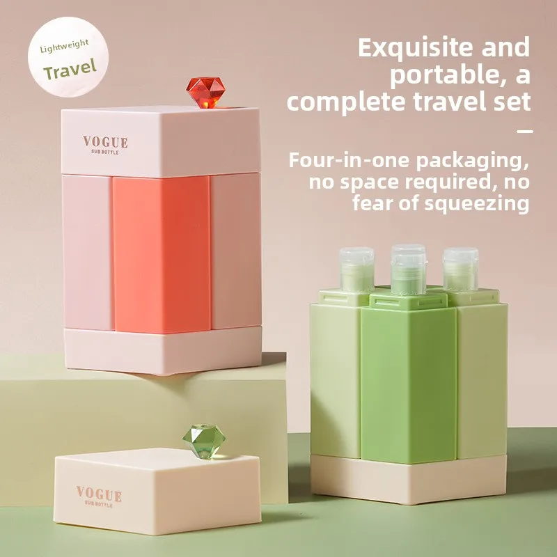 Botellas de Viaje Recargables 4 en 1 para Champú, Acondicionador, Loción y Cuidado de la Piel, Botellas Portátiles para Cosméticos y Artículos de Aseo