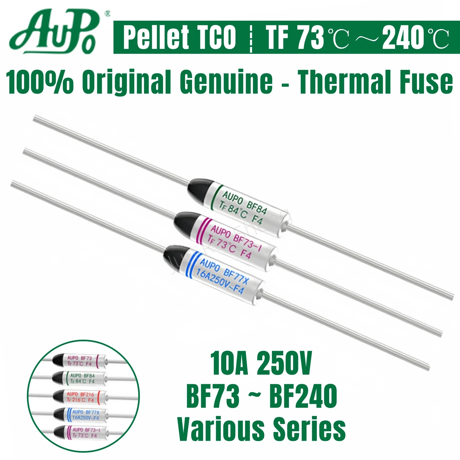 5PCS BF Temperature Fuse 10A 250V Thermal Fusing TF 73 77 84 94 99 104 113 117 121 133 142 157 172 184 192 216 229 240 C Degrees