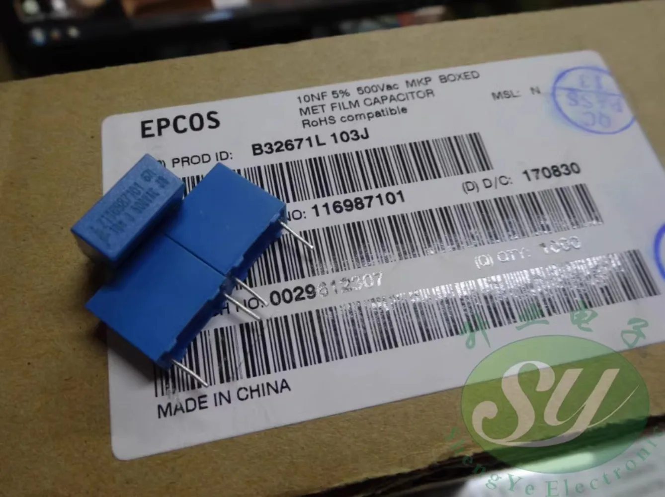 

10PCS EPCOS 0.01uf/500vAC 10nf 103 New 10MM film capacitor B32671L103J