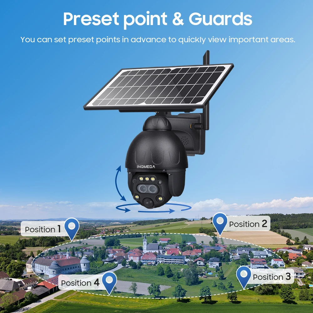 Imagem -04 - Inqmega-câmera de Segurança Solar ao ar Livre para Fazenda Lente Dupla Detecção Humana Pir Cctv Câmera de Segurança ip 4g Sim Zoom 12x Wi-fi 6mp