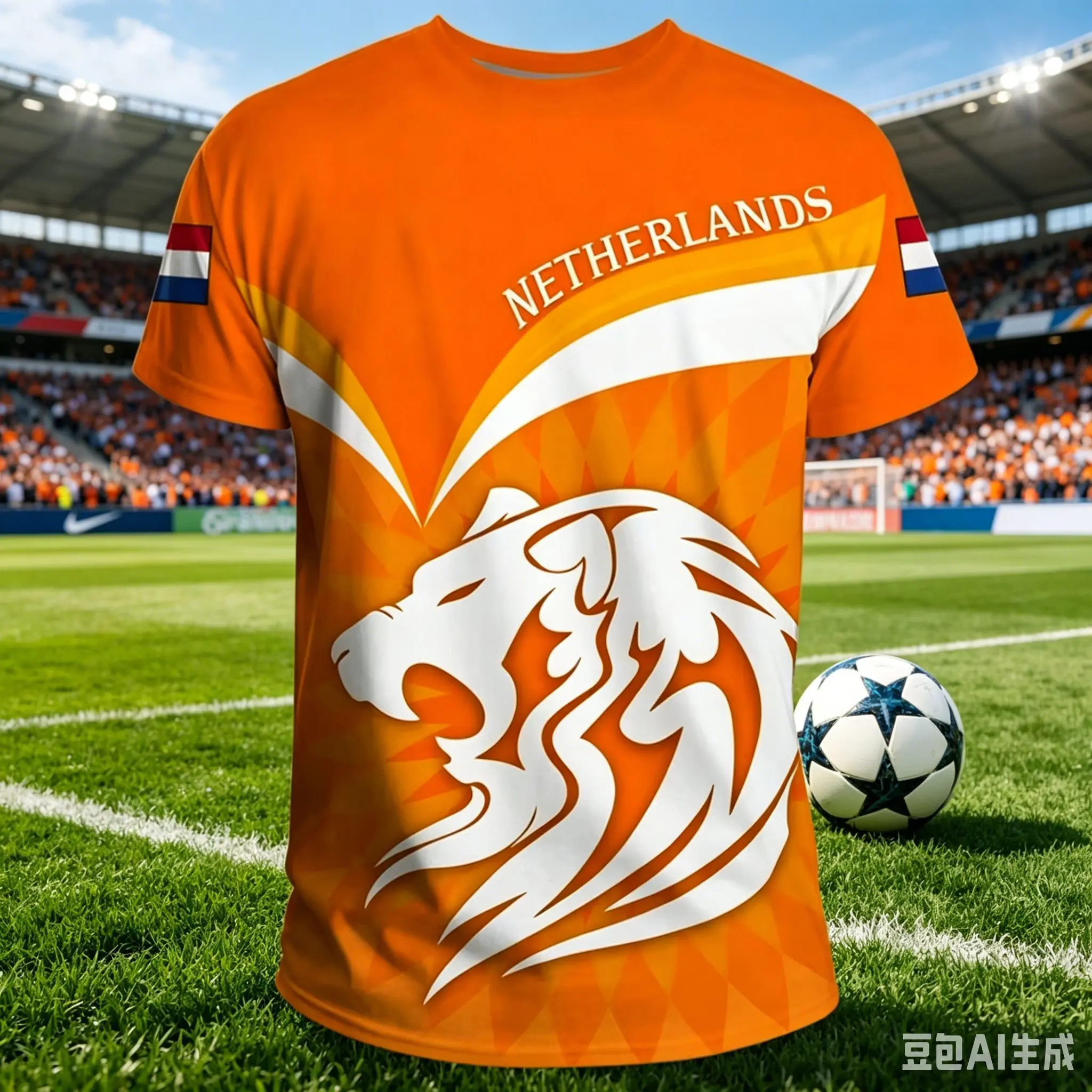 Herren Niederlande Fußball-Trikot-Stil Kurzarm-T-Shirts mit Niederländischem Löwenkönig-Druck Lässige Fußball-Fan-Tops für den Sommer