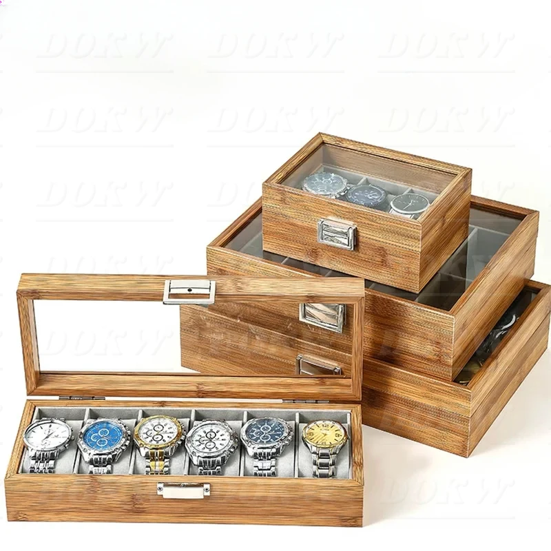 12-Slot Bamboo Wooden Watch Collection Box Wrist Watch Storage Case for Women & Men - Display & Protection