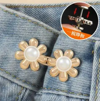 

Pants Waist Tightener Adjustable Buckle For Loose Jeans No Tools Detachable Waistband Clip Suitable All Occasions Flower