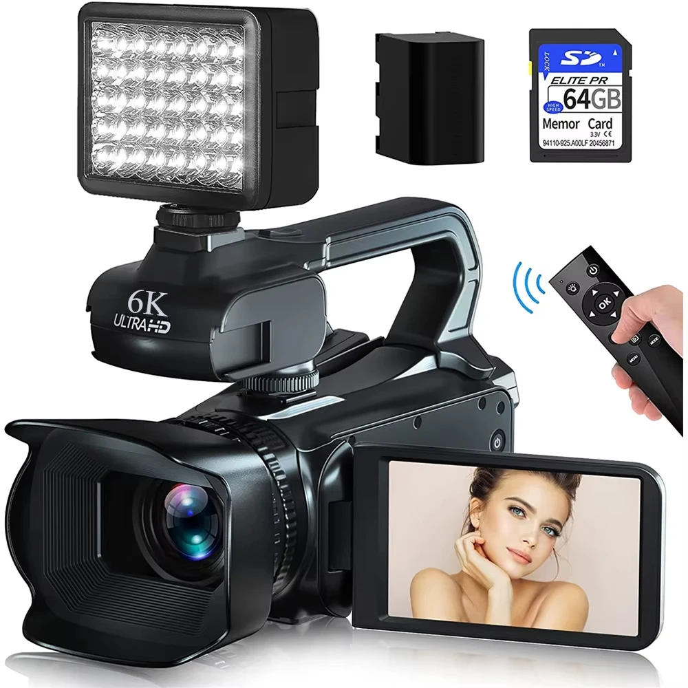 

KOMERY 6K Youtube Video Camera Live Stream Camorder WIFI Webcam 64MP UHD Camera 18X Zoom 4.0" Rotate Touch Screen Digital Camera