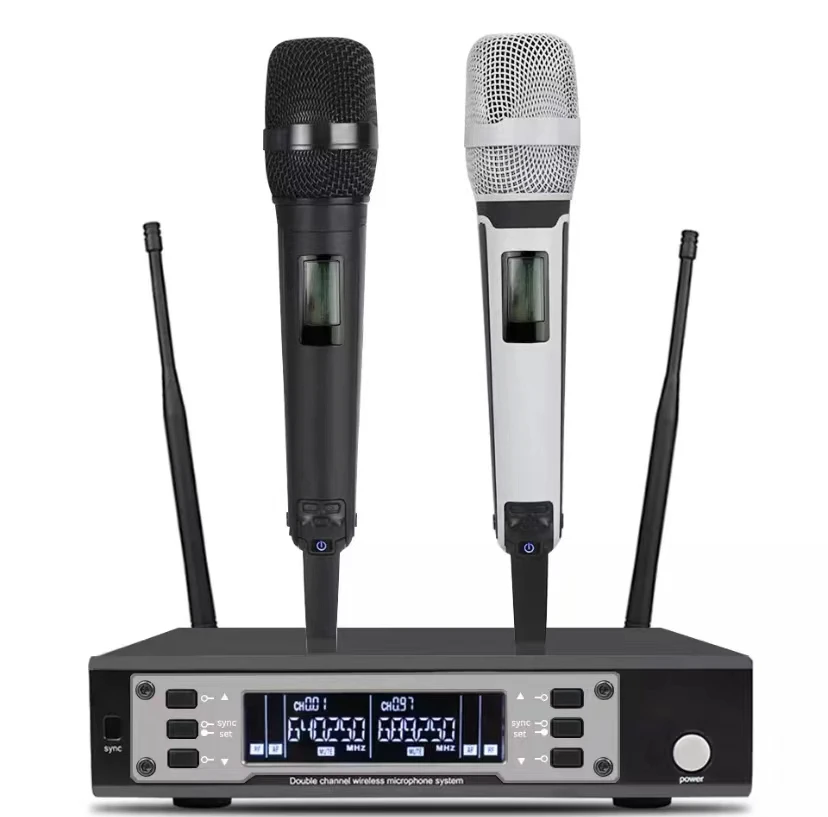

Professional UHF Dual Channel Wireless Microphone System EW135G4 Long Distance Handheld Karaoke Metal Mic