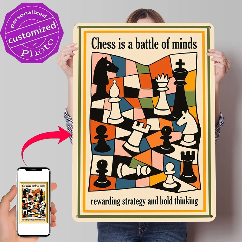 Chess Is a Battle of Minds Tinplate Poster Customized Wall Art Retro Vintage Metal Signs for Fans Room Decorations Home Decor