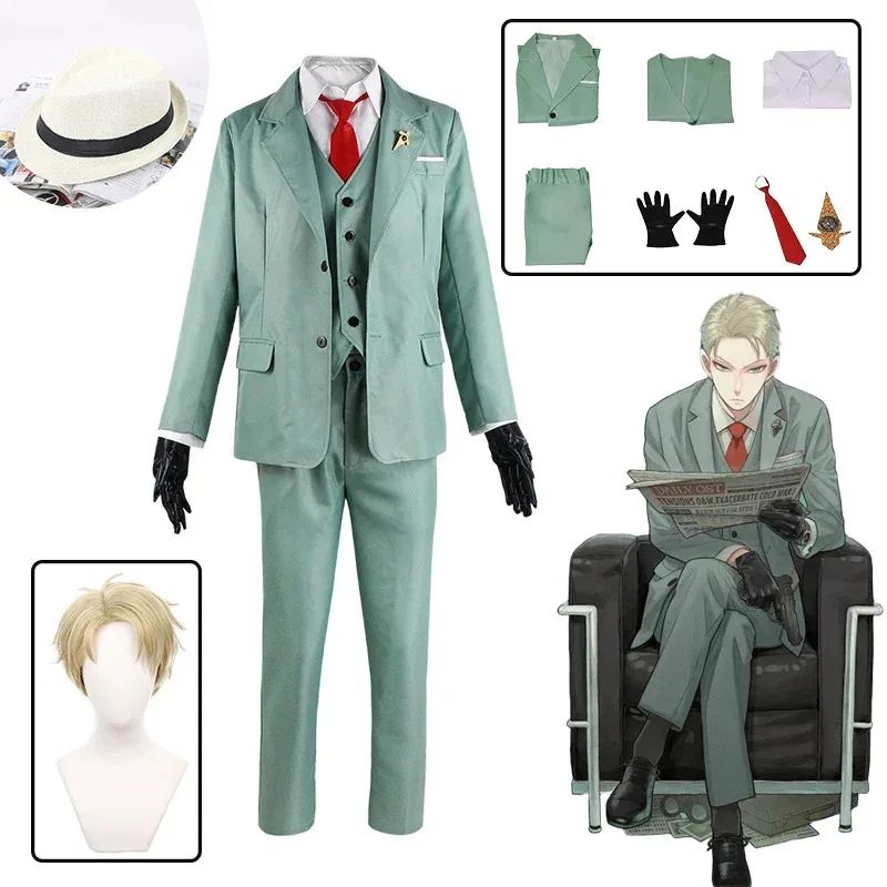 Wat99 Loid Forger أنيمي جاسوس X الأسرة تأثيري الشفق ملابس شعر مستعار قبعة هالوين عيد الميلاد زي ل 2025 جديد