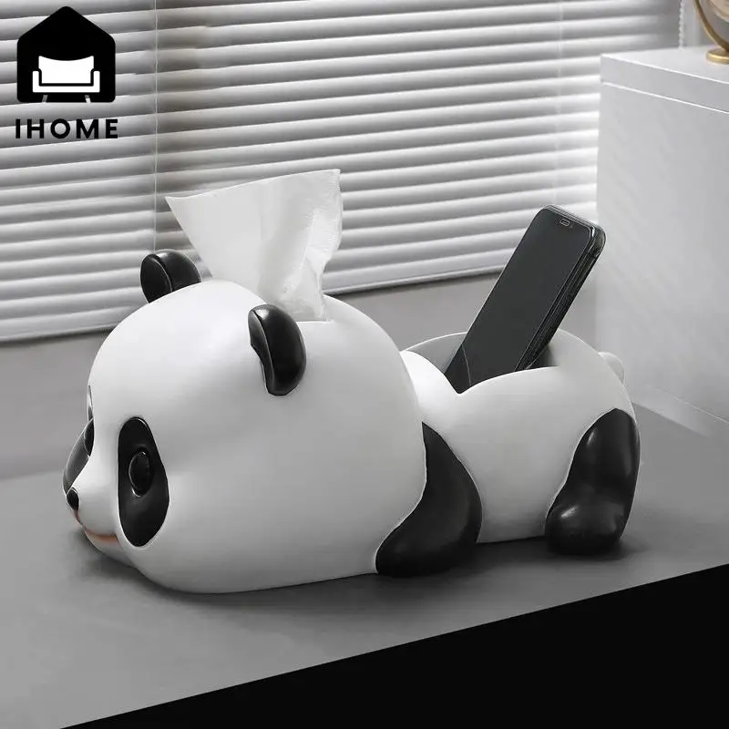 

IHOME Ins Creative Panda Paper Towel Box Decoration Key Storage Living Room Table Surface Home Decoration Nordic Lovely New 2024