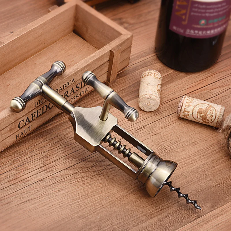 Sacacorchos de botella abridor de vino de aleación de Zinc Vintage, abridor de Metal, sacacorchos de diseño de apalancamiento para vino, herramientas de Bar de cocina, removedor de corcho