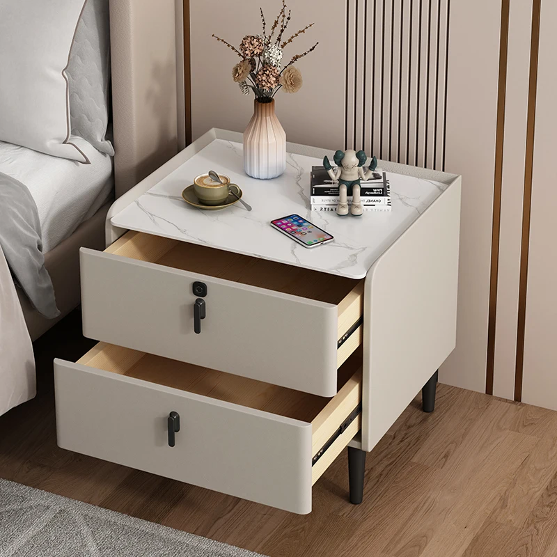 منضدة حديثة فاخرة ذات لوحة صخرية قابلة للتخصيص وظائف ذكية نمط فندق عالي الجودة لأثاث المنزل في غرفة النوم #2