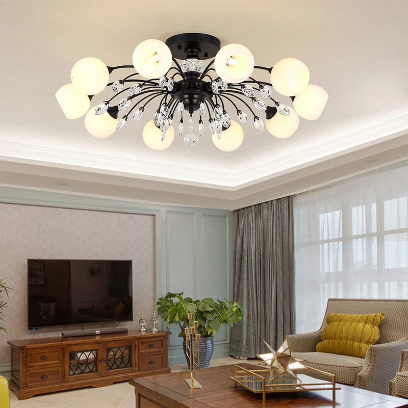 

Sitting Room Decoration LED Ceiling Lamp Modern Glass Crystal Ceiling Lighting Fixtures Mount Dining Kitchen Bedroom Chandeliers