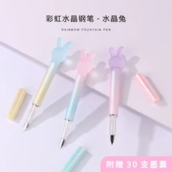 Crystal Rabbit Pen For Students High Value Adults  Practice Calligraphy Pen With Ink Sac 0.38mm