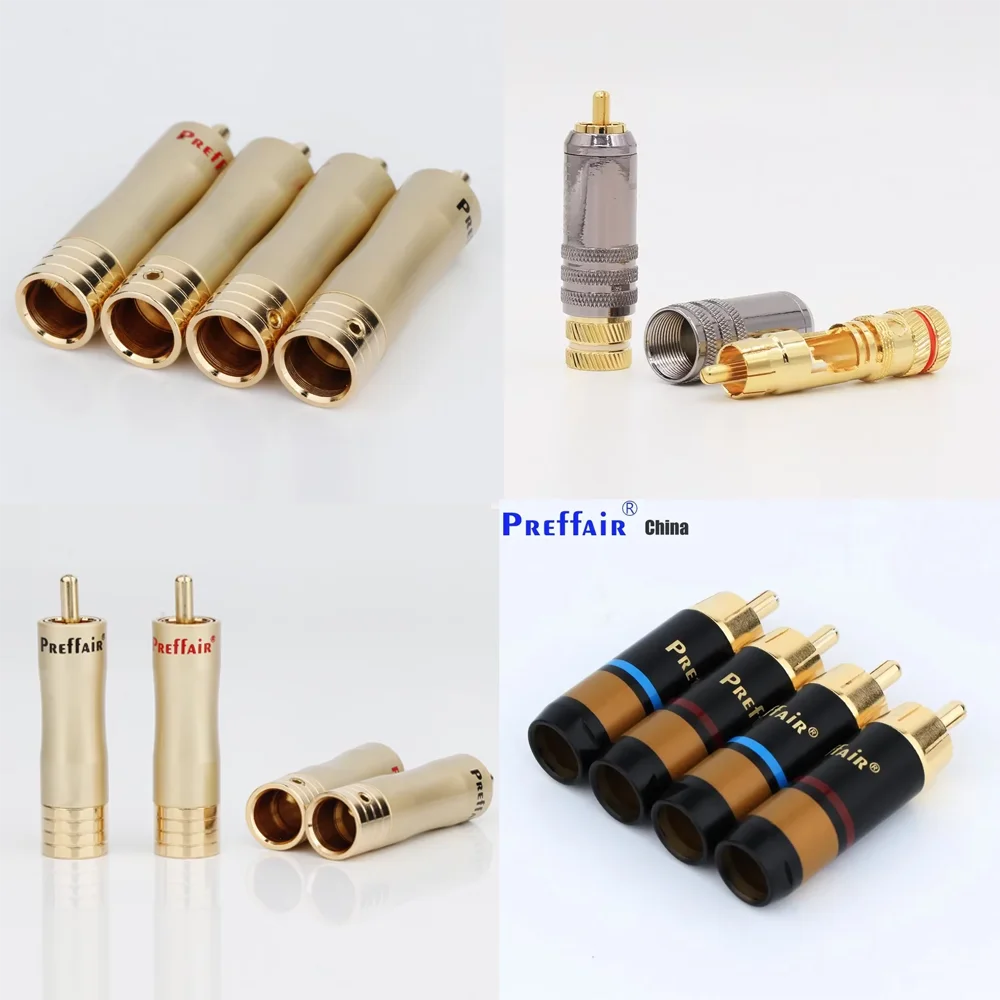 

R series High Quality Gold-Plated Audiophile RCA Signal Line Plug Connectors with Carbon Fiber Shell for Speaker/Amplifier Cable