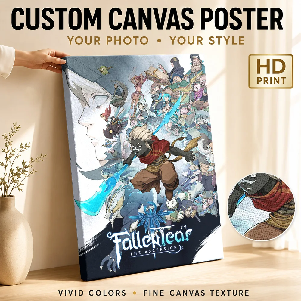 Fallen Tear The Ascension Game Framed Canvas Poster Customized Photo Vibrant Graphic Illustration Wall Art For Gaming Lounge
