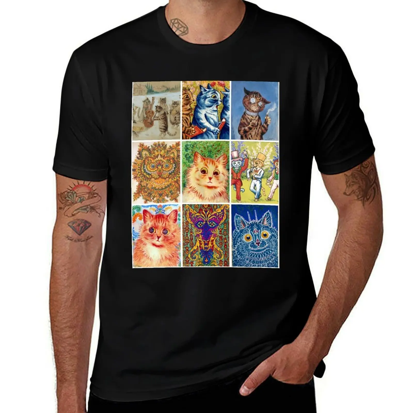 

HD LOUIS WAIN - Cats T-Shirt men t shirt cotton 100% t shirt men 100% cotton luxury brand man t shirts graphic T-Shirt