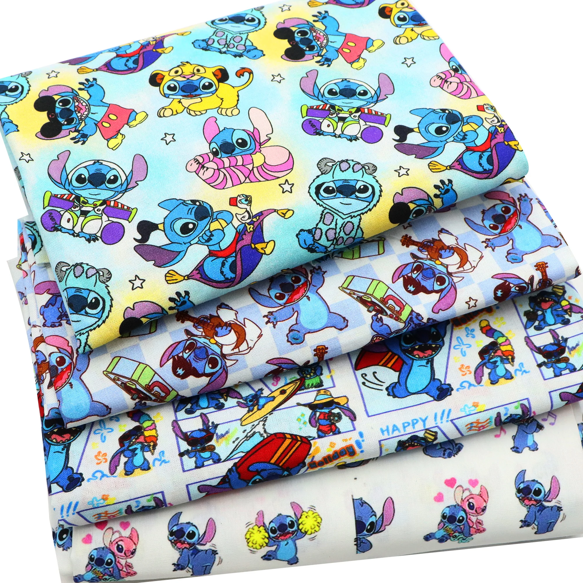 

50*145cm Patchwork Lilo And Stitch Plaid 100% Cotton Fabric For Tissue Sewing Quilting Fabrics Needlework Material DIY Handmade