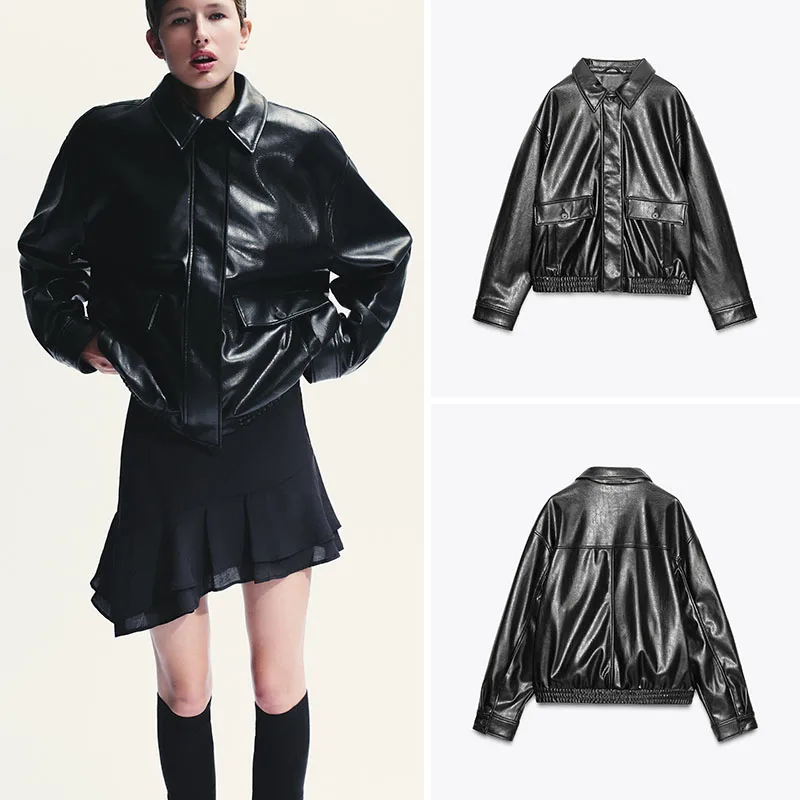 Faionable Lungo Sve Pilot Jaet Cappotto da donna Nuovo arrivo Stagione autunnale Capispalla in pelle sintetica Cappotto da donna Ele