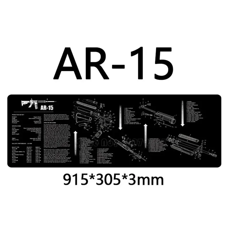 

Gun Cleaning Rubber Mat AR15 AK47 Remington 870 GLOCK P220 Beretta 92 Clean Mat with Parts Diagram Instructies Armourist Mat