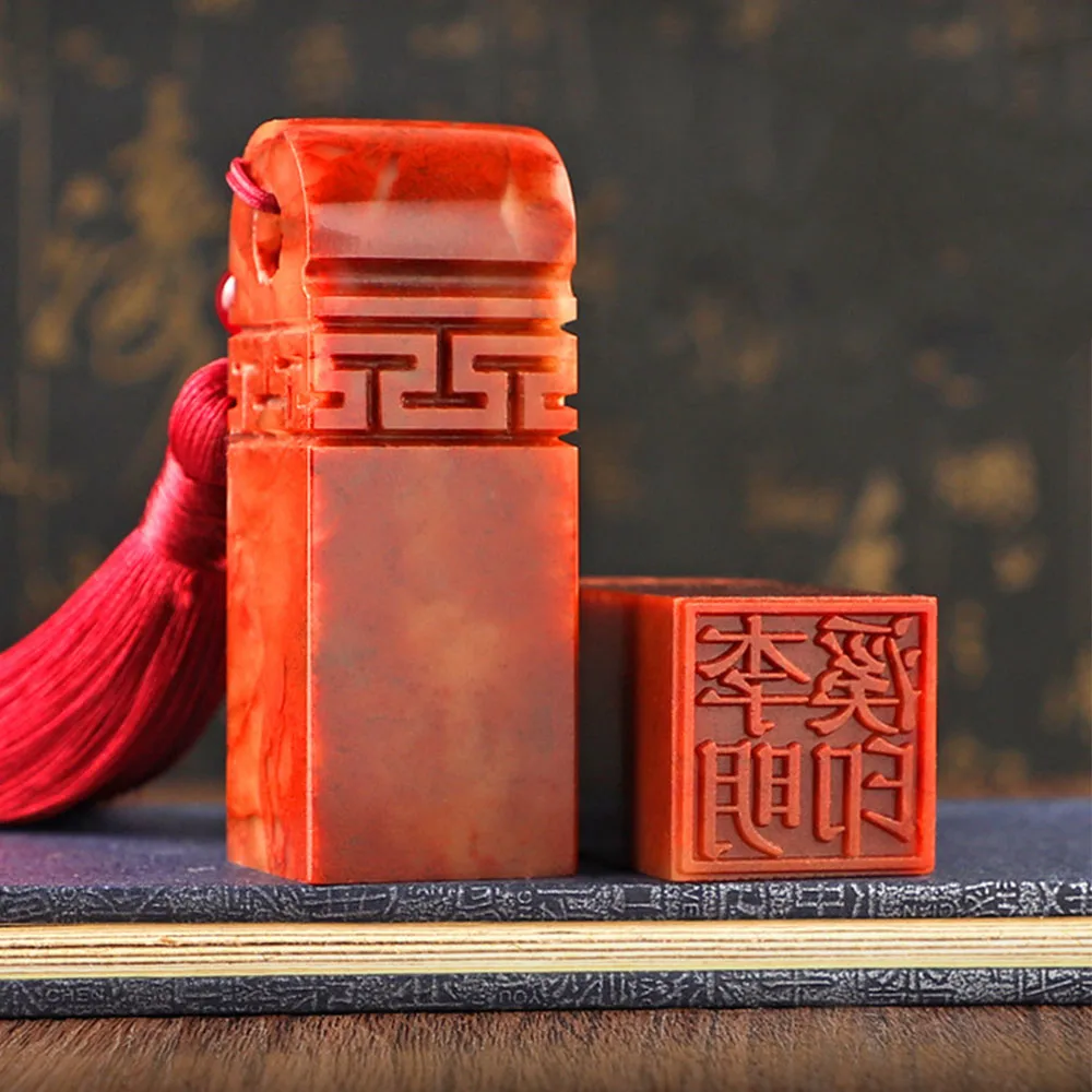 Chinese Name Stamp Customize Calligraphy Painting Stamps Red Shoushan Stone Seal Chop Teacher Name Painter Square Gift Stamps